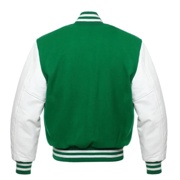 Green and White Varsity Wool Jacket