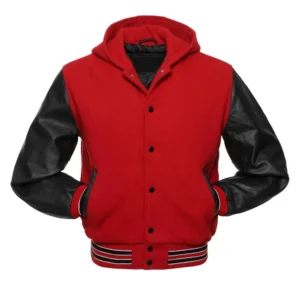 Red and Black Hooded Varsity Jacket