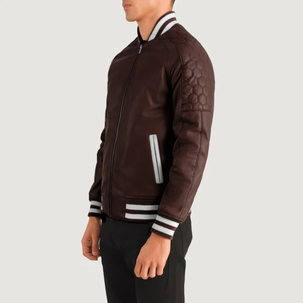 Pascal Maroon Leather Varsity Jackets