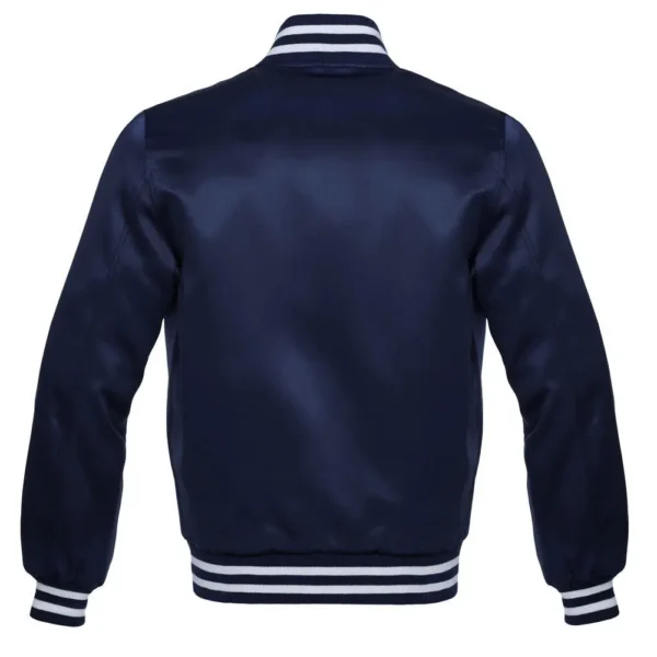 Navy Satin Varsity Jacket