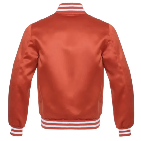 Orange Satin Varsity Jacket