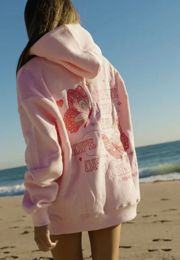 Pink Palm Puff To Live For The Hope Of It All Pink Hoodie