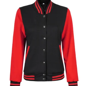 Women Black and Red Varsity Jacket