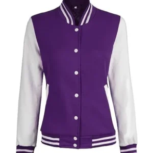 Women Purple and White Varsity Jackets