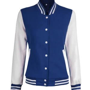 Women Royal Blue and White Varsity Jacket