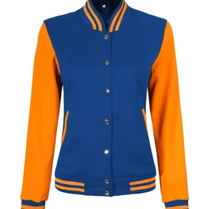 Women Royal Blue and Yellow Varsity Jackets