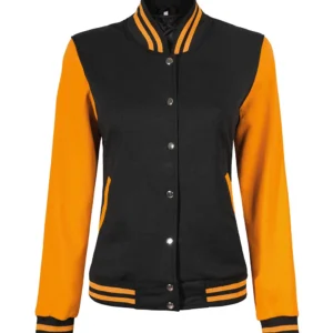 Women Yellow Black Varsity Jacket