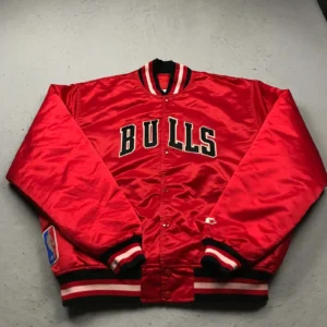 NBA-90s-Chicago-Bulls-Red-Starter-Satin-Bomber-Jacket